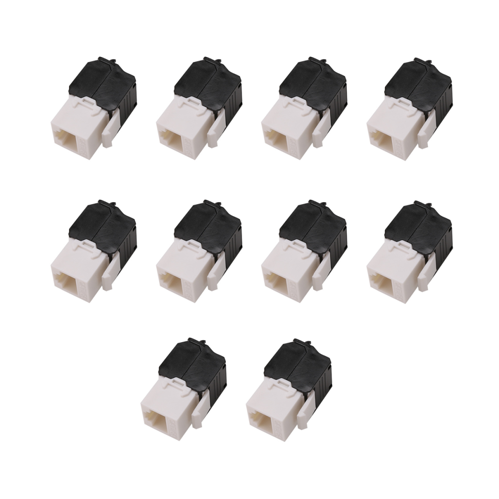 10-Pack Cat6a Rj45 Keystone Jack -Cat6 Compatible 180 Degree Toolless 4763517319756