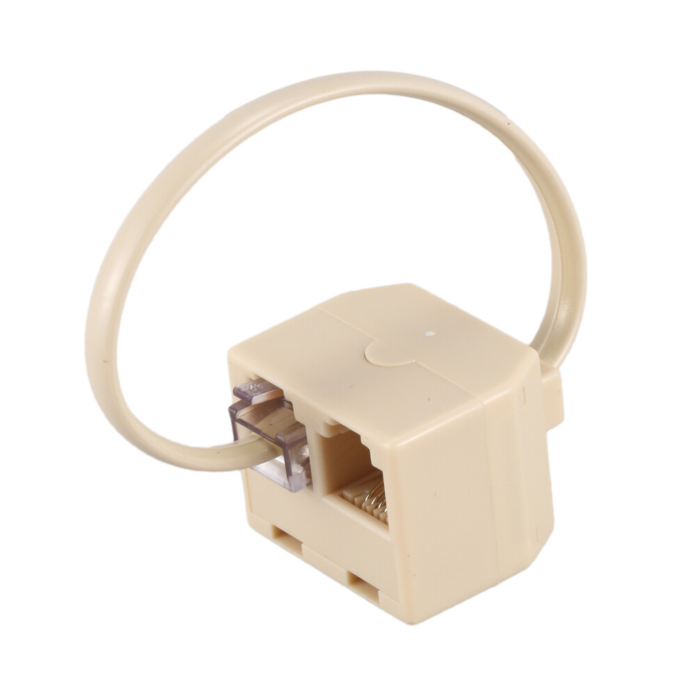 RJ11 6P4C 2 Way Outlet Telephone Jack Line Splitter Adapter Beige-image-OPC-PFWVKCW-NEW