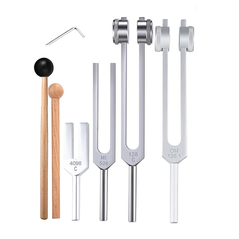 4Pcs Tuning Fork Set(128Hz, OM 136.1Hz, MI 528Hz, 4096Hz)