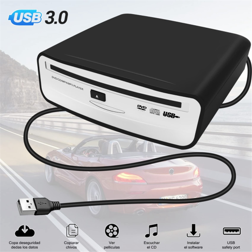 Universal Portable Car External CD Player, Plugs Into Car USB Port 2