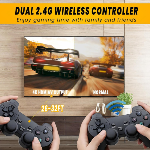 20000+ Games 4K Wireless Game Console, with 2.4G Controllers (64G) 1