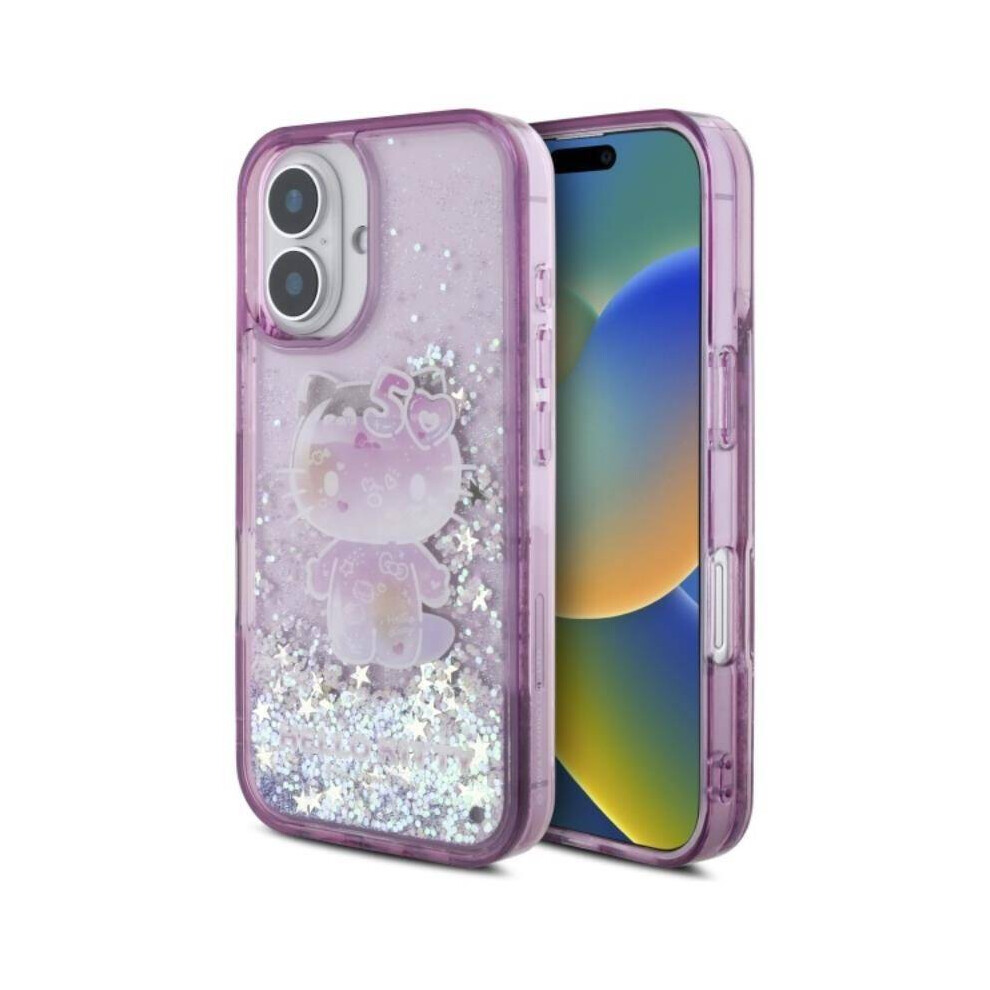 Hello Kitty Liquid Glitter 50th Anniversary Party Case for iPhone 16 6.1" Purple - HKHCP16SL50PPU