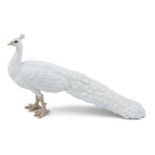Figurinha - PAPO - Pavão Branco - Branco - PVC - Pintado à mão
