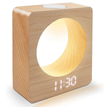Digitaler LED-Wecker aus Massivholz mit Nachtlicht, 3 Anzeigen (Datum/Uhrzeit/Temperatur), 12/24h, USB-Stromversorgung, stilvolles Schlafzimmer-Design