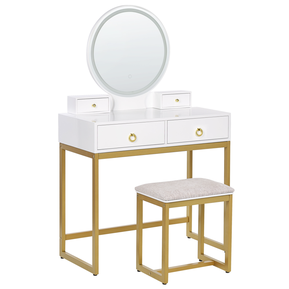 Dressing Table with Mirror and Stool AUXON LED White