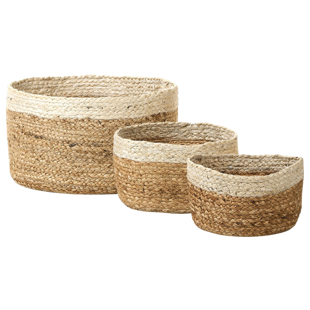 Set of 3 Baskets TAJORI Jute Natural