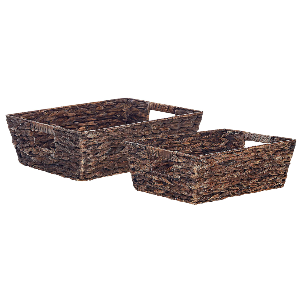 Set of 2 Baskets PANDZ Wicker Dark Brown
