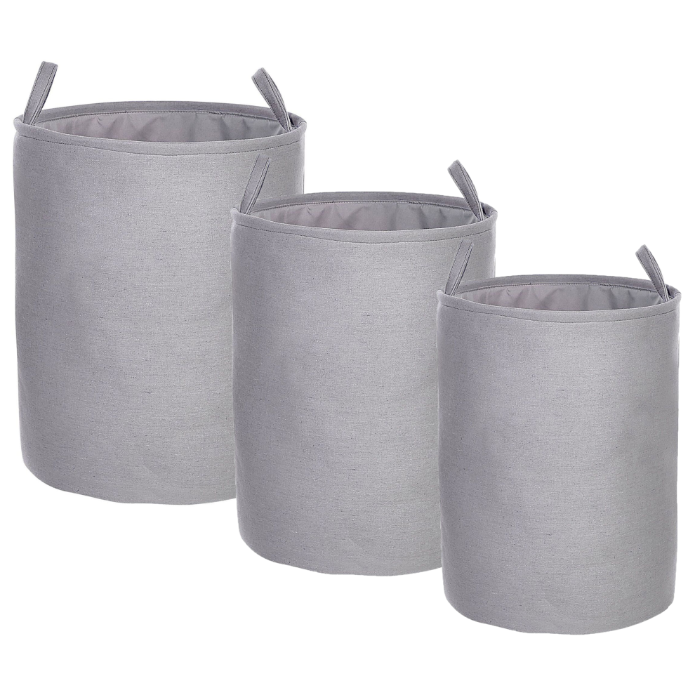 Set of 3 Fabric Baskets Grey ARCHA