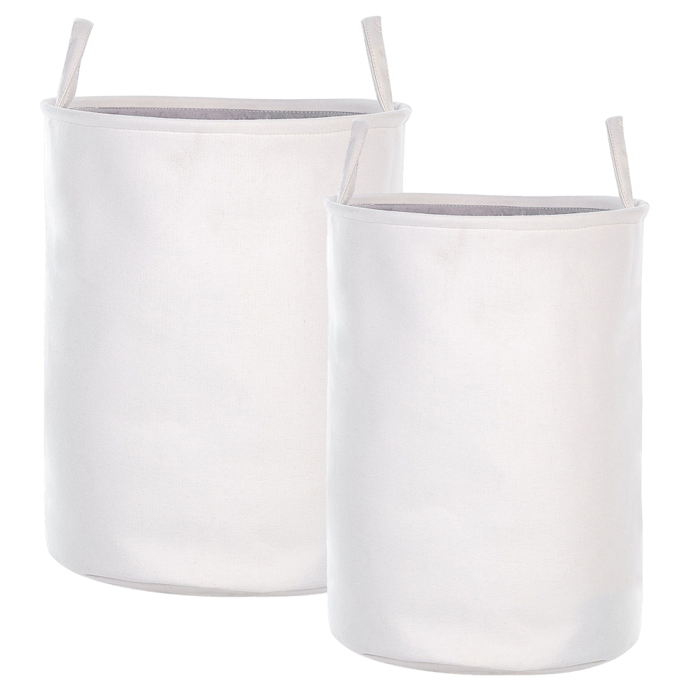 Set of 2 Fabric Baskets Light White ARCHA