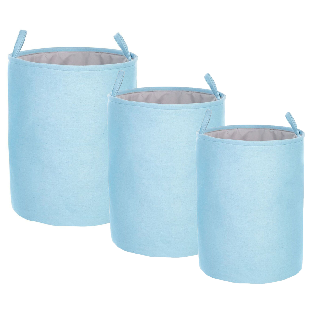 Set of 3 Fabric Baskets Blue ARCHA