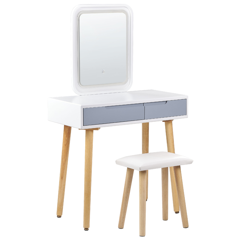 Dressing Table with Mirror and Stool DIEPPE LED White