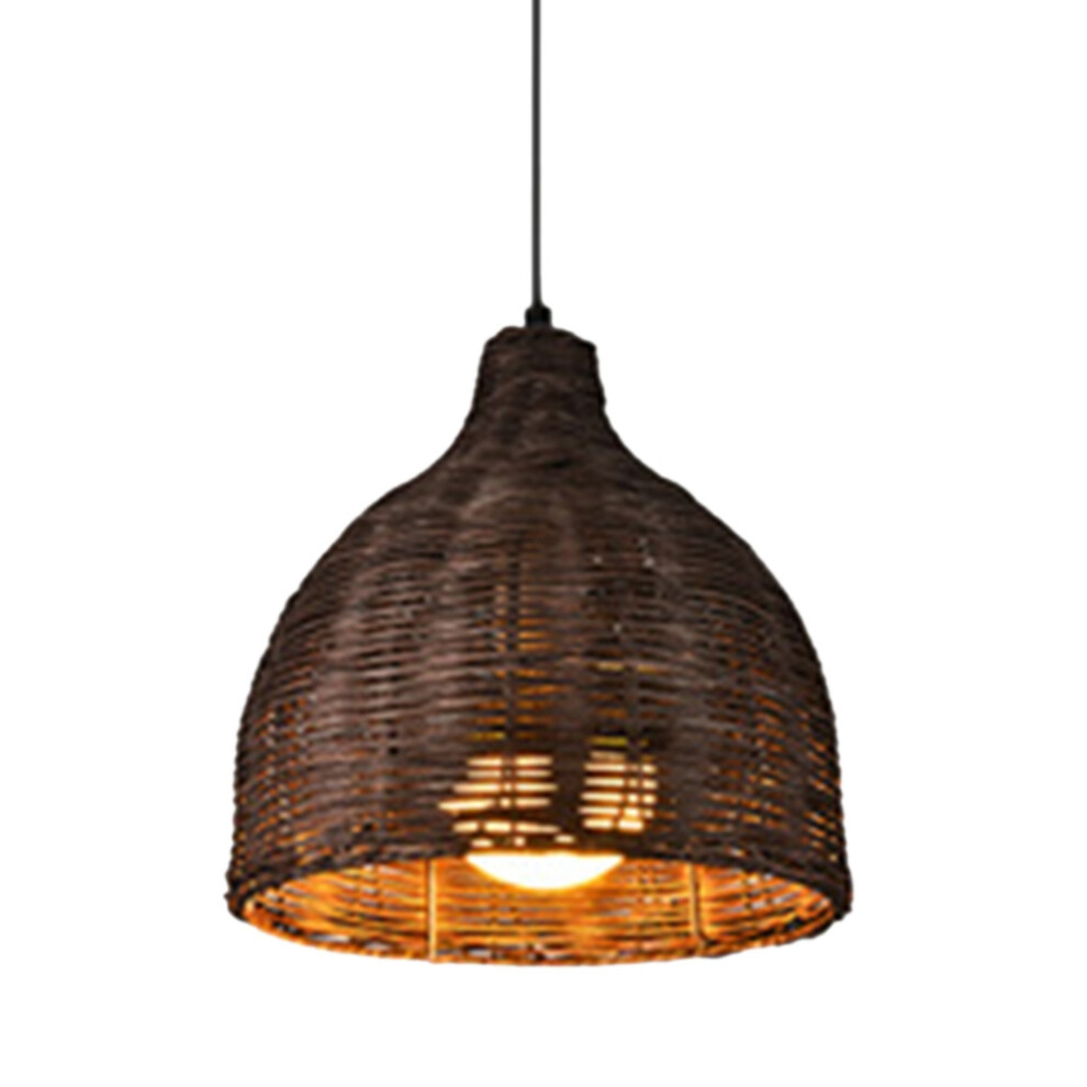 Lustre rétro en bambou tissé, lampe suspendue à LED, luminaire de plafond pour la décoration du salon du restaurant C