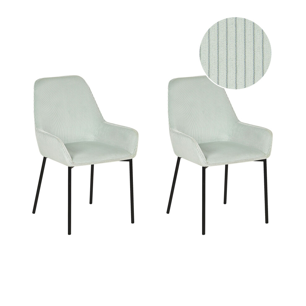 Set of 2 Dining Chairs LOVERNA Corduroy Mint Green