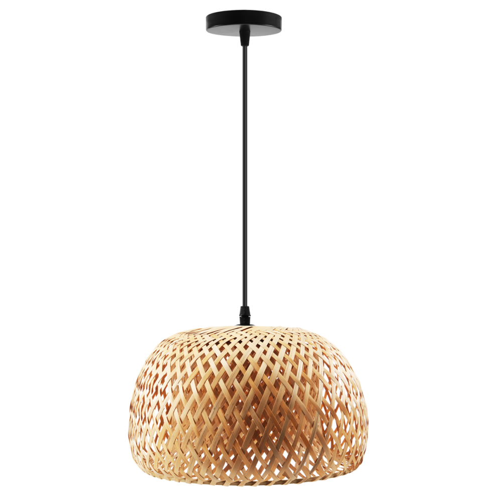 Lampe en rotin faite à la main en bambou, lustre rétro pour café, bar, salon, jardin, restaurant, chambre à coucher avec source de lumière