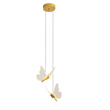Schmetterling LED Pendelleuchten Nordic Golden Nachttisch Kronleuchter Beleuchtung für Wohnzimmer Schlafzimmer Lampe B