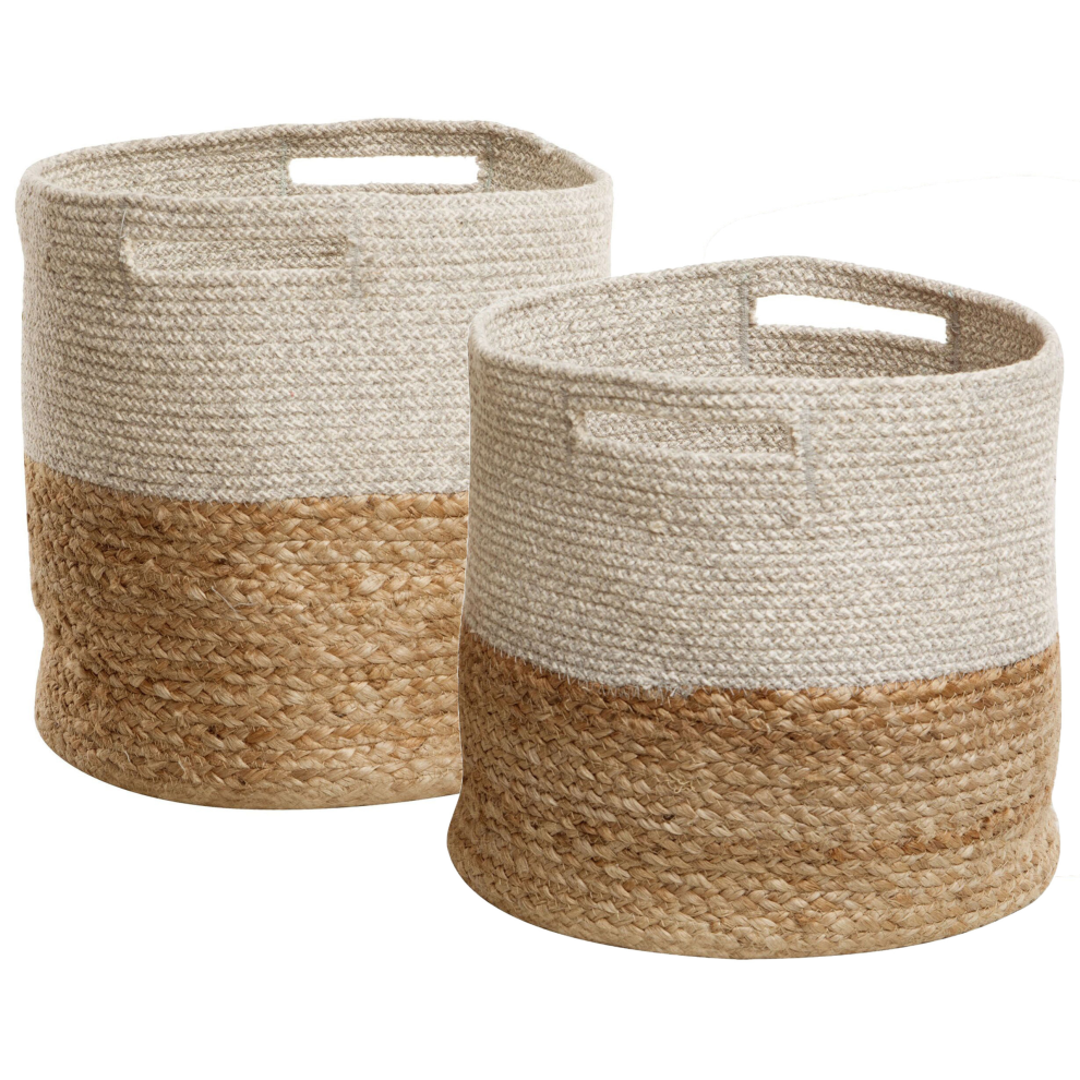 Set of 2 Baskets NAULLA Jute Sand Beige