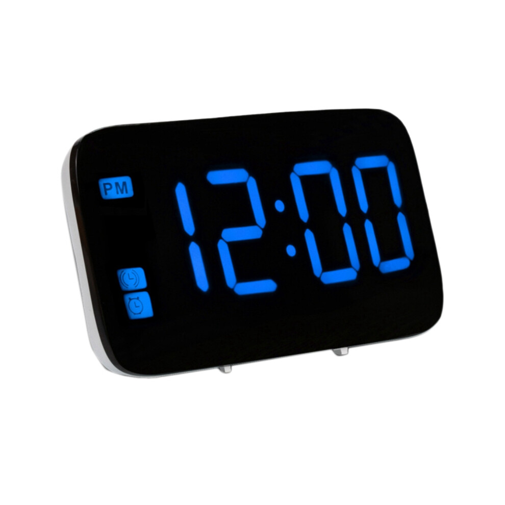 Réveil LED Affichage numérique Table de chevet avec répétition Commande vocale Batterie 24H USB pour voyage Chambre Bureau, Bleu