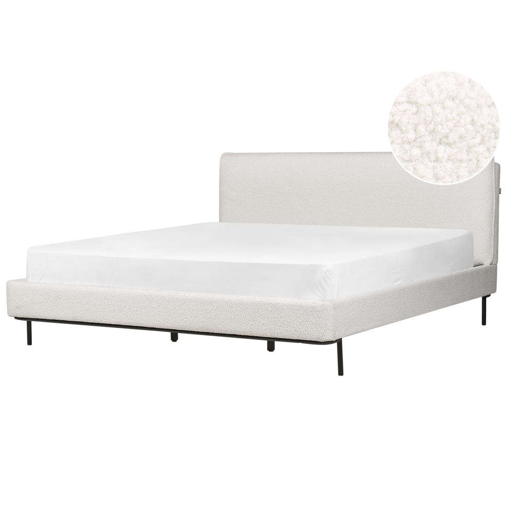 Bed Boucle CORIO 180 x 200 cm (EU Super King) Off-White