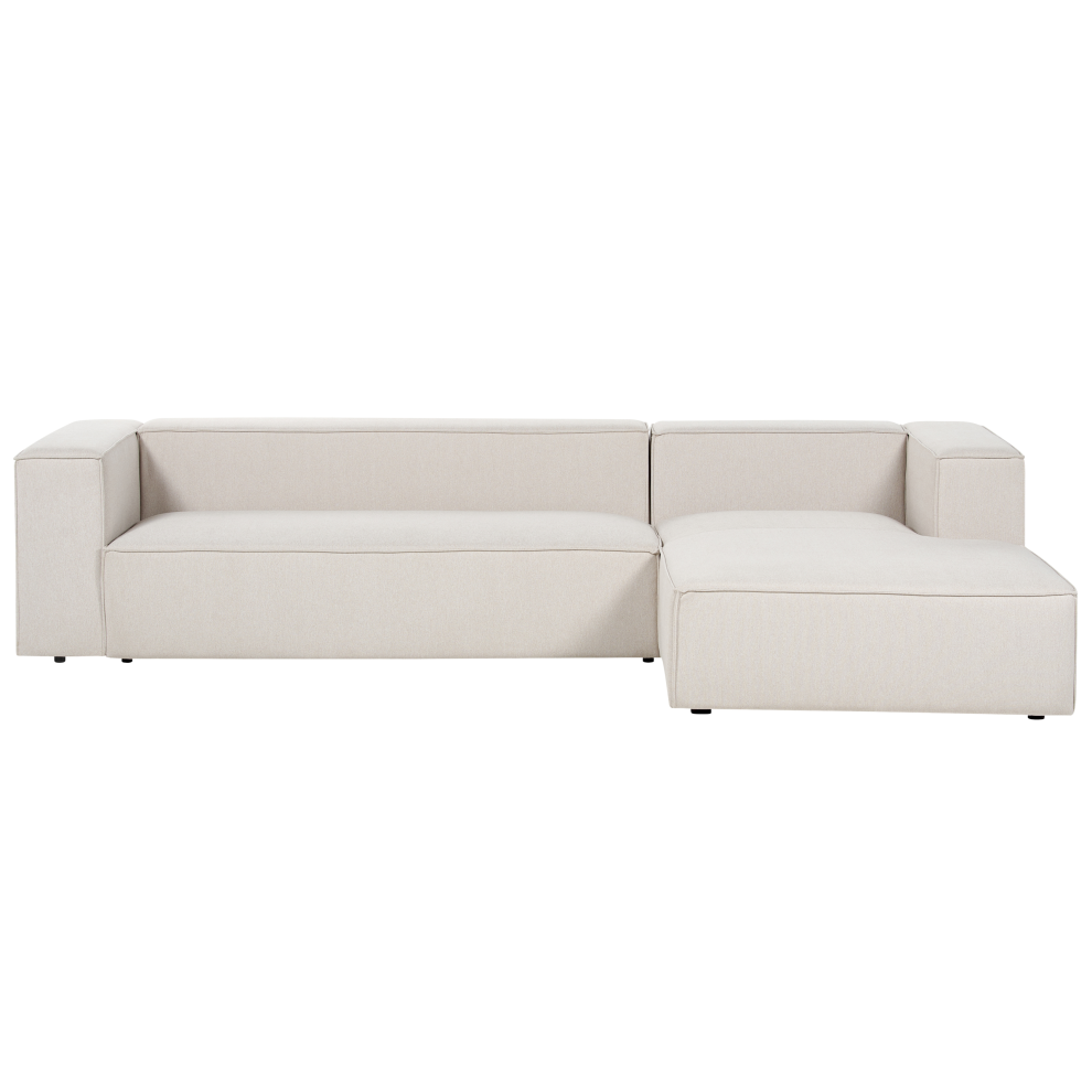 Left Hand 3 Seater Corner Sofa Beige VERNON