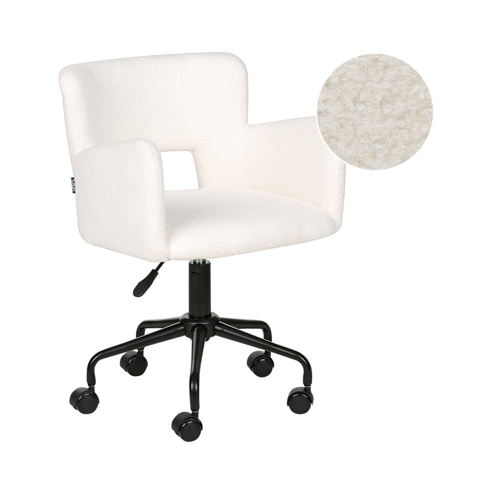 Desk Chair Swivel SANILAC Boucle Off-White