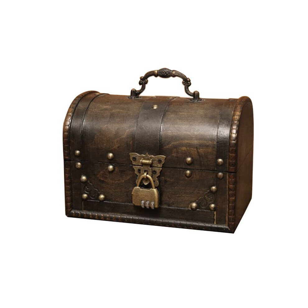 Coffret de rangement de bijoux pirate en bois chic, coffre au trésor vintage pour organisateur, grand