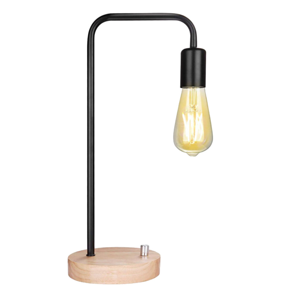Lampe de bureau industrielle avec base en bois rétro pour chambre à coucher, table de chevet, lecture, métal, prise UE