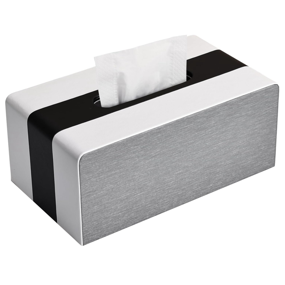 Housse de boîte à mouchoirs en cuir PU, support rectangulaire pour décoration de maison/bureau/voiture, noir