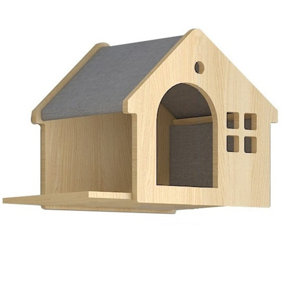 Lit pour chat Villa, petite étagère murale en bois massif de type mural A