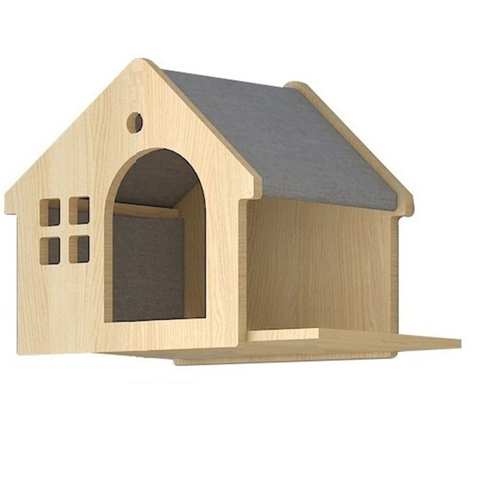 Lit pour chat Villa, petite étagère murale en bois massif de type mural B