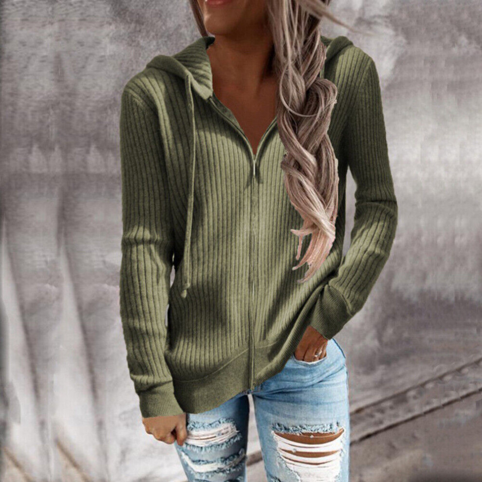 Veste Grande Taille Pour Femme Manteau Sweat Ã Capuche Décontracté *-army green-S