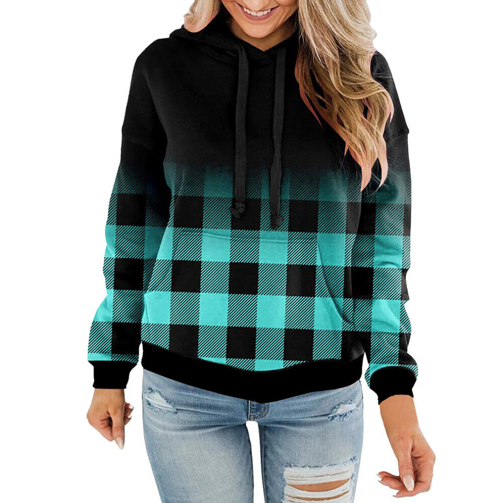 Chemisier Pour Femme Sweat-Shirt Ã Manches Longues Ã Capuche F-Bleu-XXL