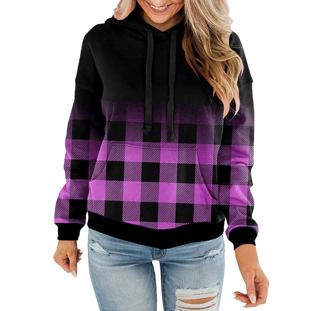 Chemisier Pour Femme Sweat-Shirt Ã Manches Longues Ã Capuche F-Violet clair-L