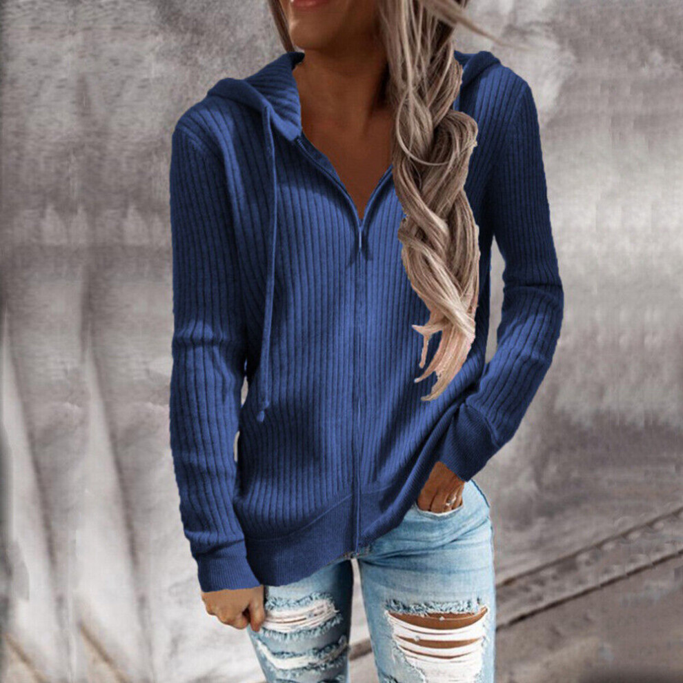Veste Grande Taille Pour Femme Manteau Sweat Ã Capuche Décontracté *-Bleu-XL