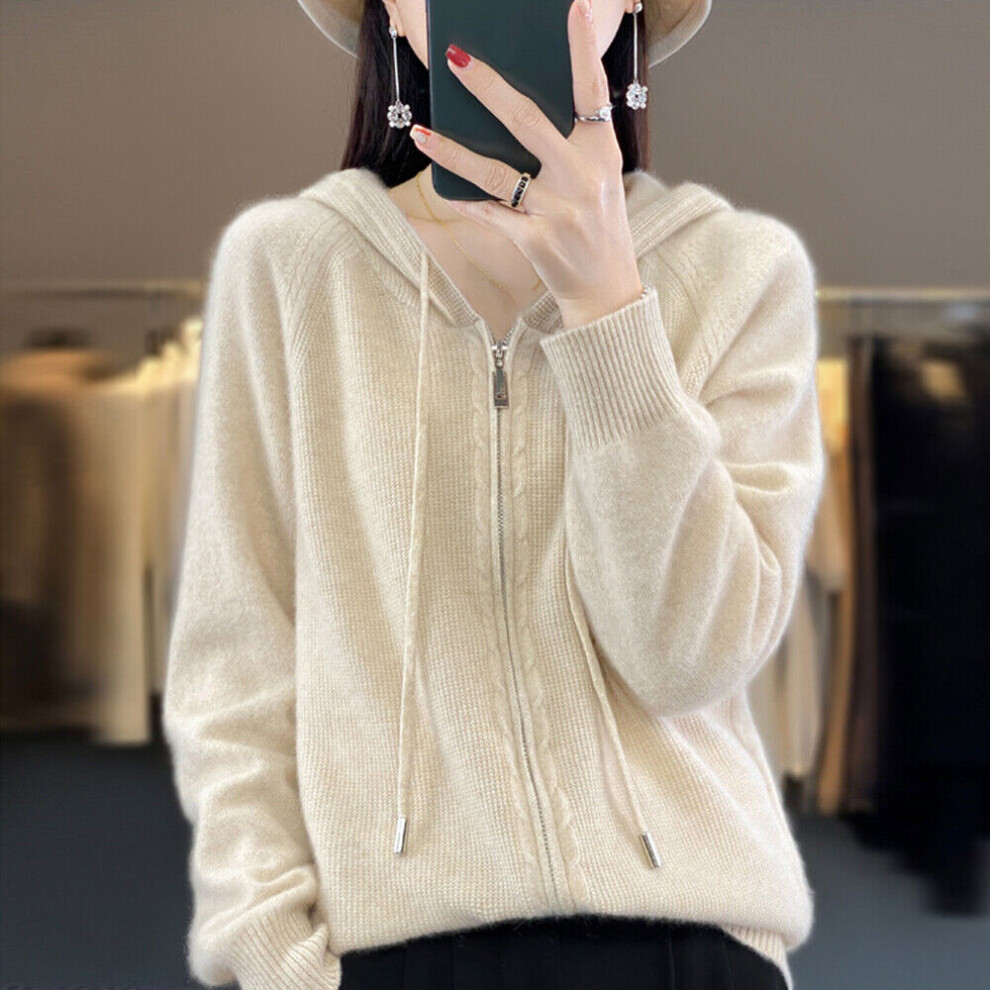 Sweat Ã Capuche ZippÃ Uni Pour Femme Sweat-Shirt Ã Capuche Avec Fermeture F-Beige-XL