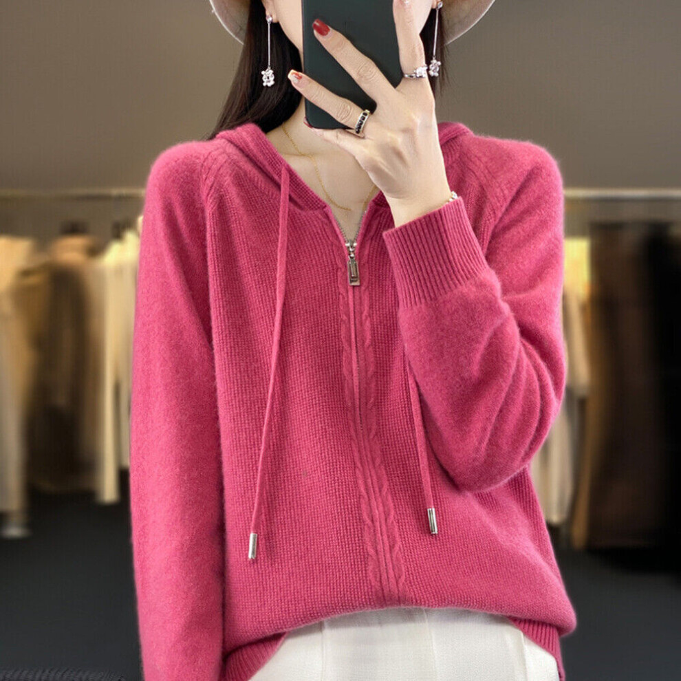 Sweat Ã Capuche ZippÃ Uni Pour Femme Sweat-Shirt Ã Capuche Avec Fermeture F-Rose rouge-XXL
