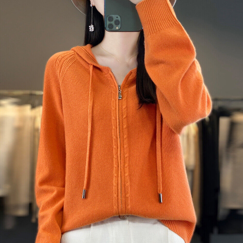 Sweat Ã Capuche ZippÃ Uni Pour Femme Sweat-Shirt Ã Capuche Avec Fermeture F-Orange-XL