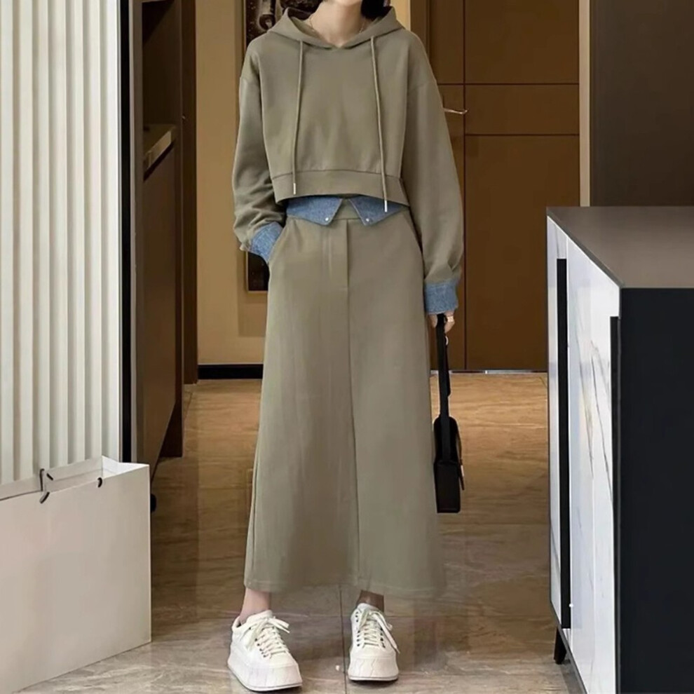 Combinaison Sweat Ã Capuche Femme Tendance avec Jupe IdÃal pour ActivitÃs Quo-Noir-M