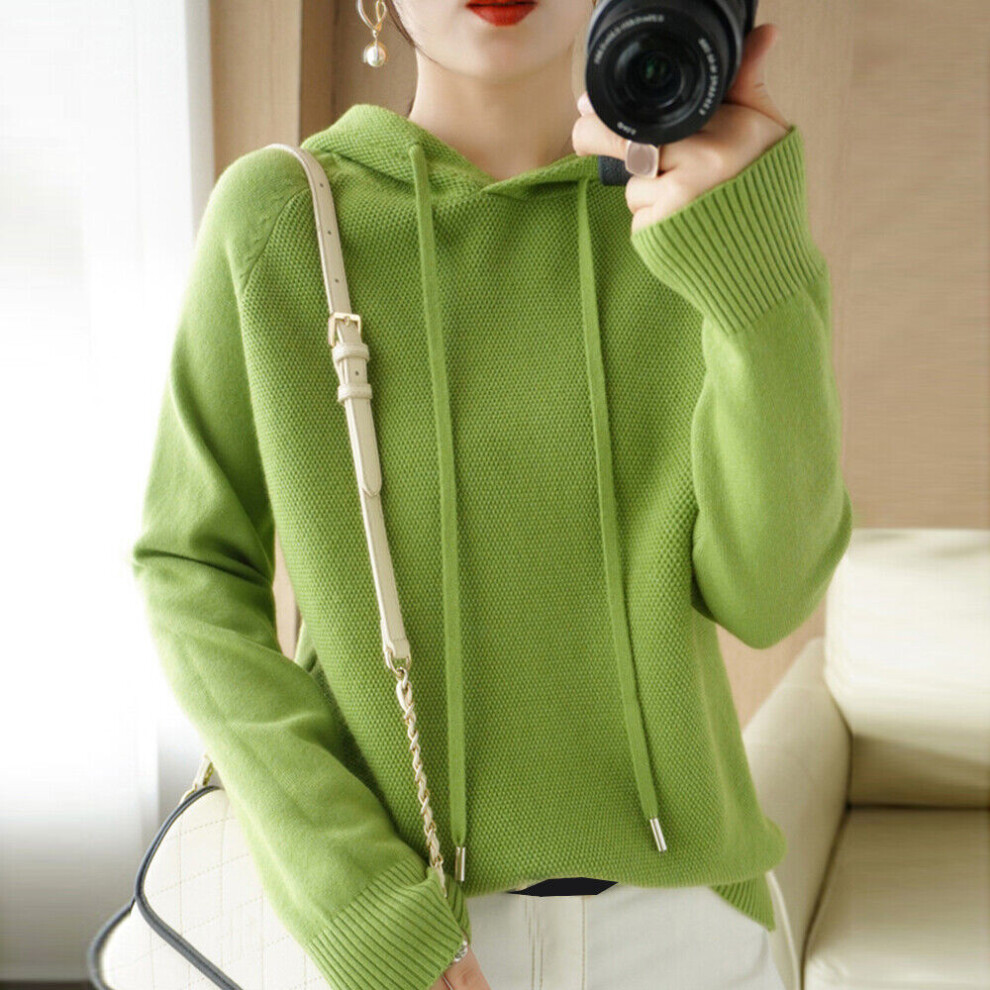 Pull Tricoté Ã Manches Longues Pour Femmes Haut Ã Capuche Sweat-Shirt Ample-Vert-XL