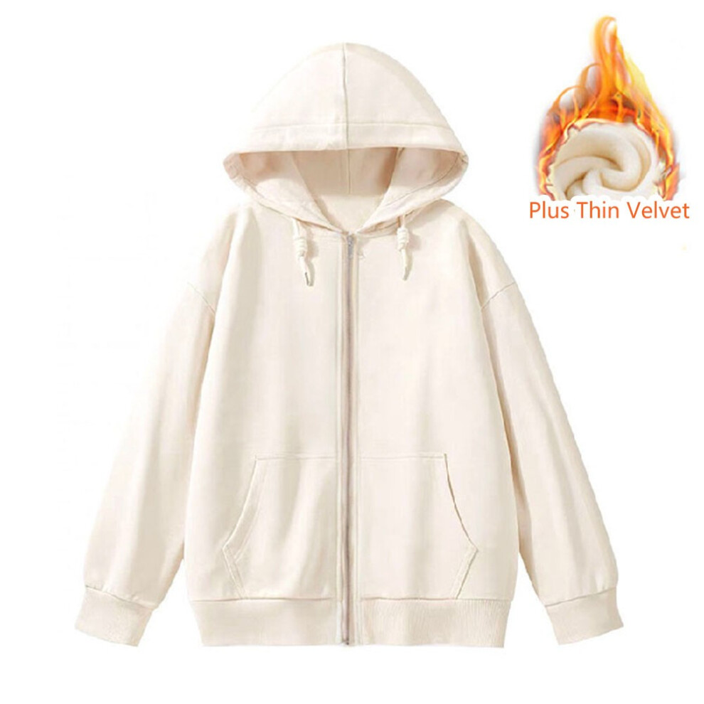 Sweat Ã capuche femme Ã la mode plus fin velours pour streetwear automne hiver-Noir-M