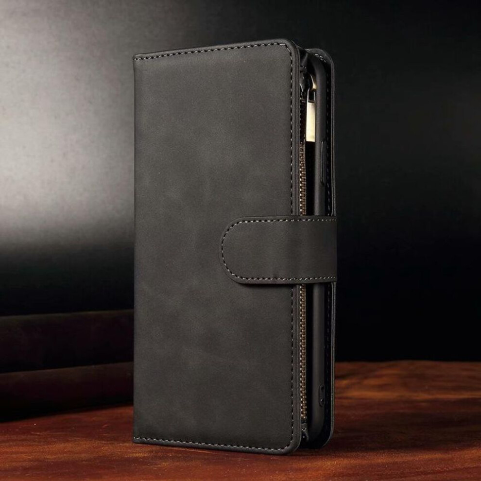 (black, iPhone 14) Business PU Leather Wallet Phone Flip Bag Case with Credit Card Holder for iPhone Samsung Galaxy Xiaomi Redmi Huawei
