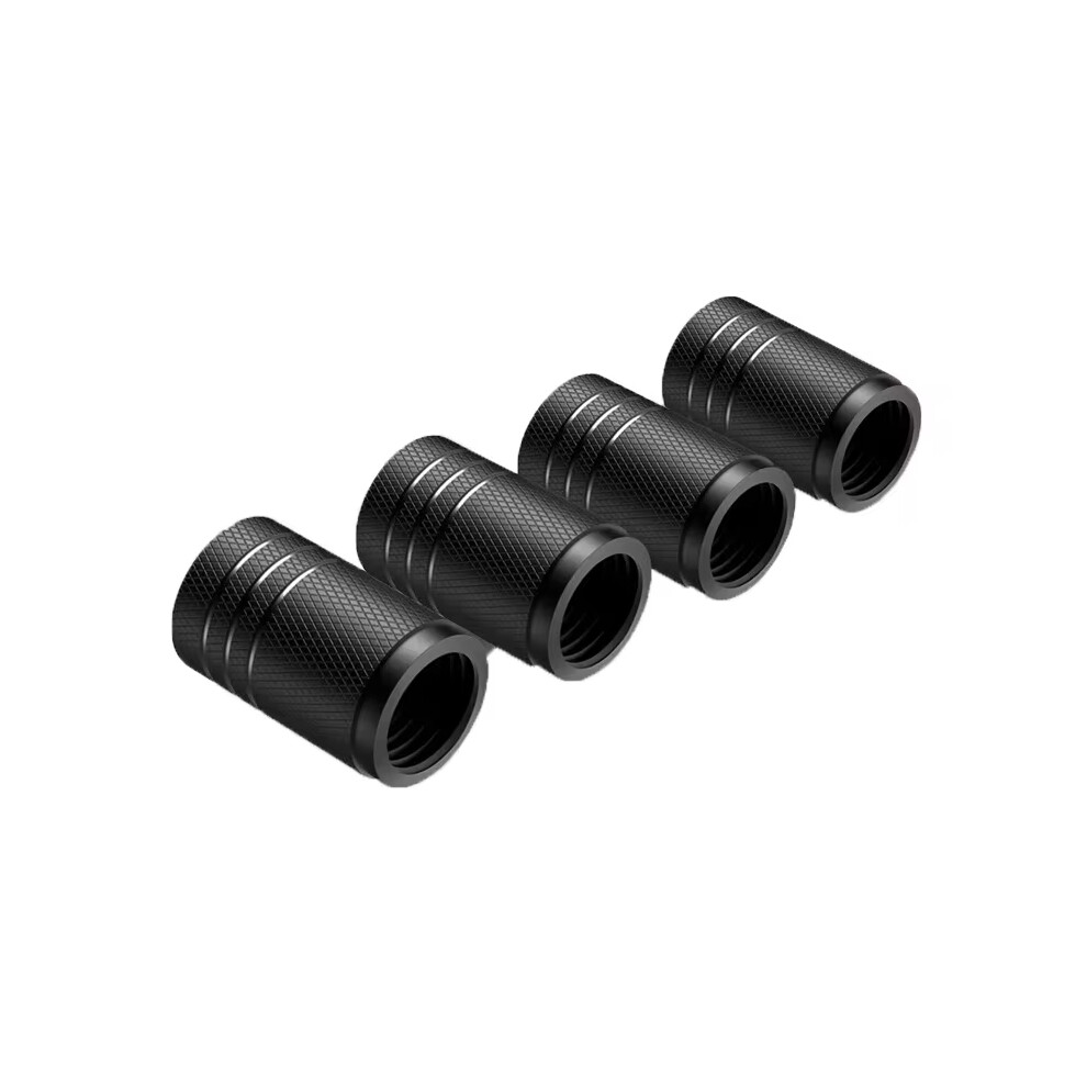 (4Pc ) 4Pcs Car Tire Valve Stems Cap Knurling Style Tire Valve Cap Aluminum Tire Wheel Stem Air Valve Cap Car Universal Accessories Black 6928817377150