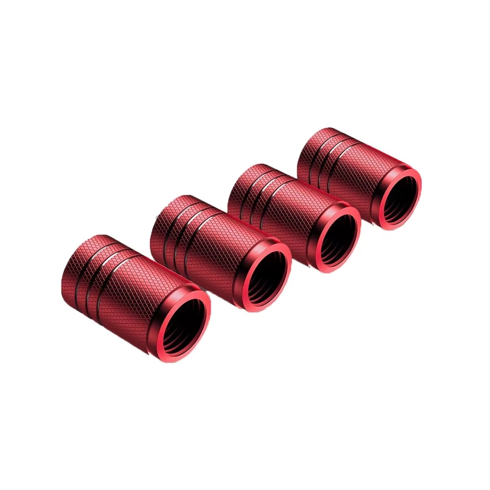 (4Pc ) 4Pcs Car Tire Valve Stems Cap Knurling Style Tire Valve Cap Aluminum Tire Wheel Stem Air Valve Cap Car Universal Accessories Red 6922463777661
