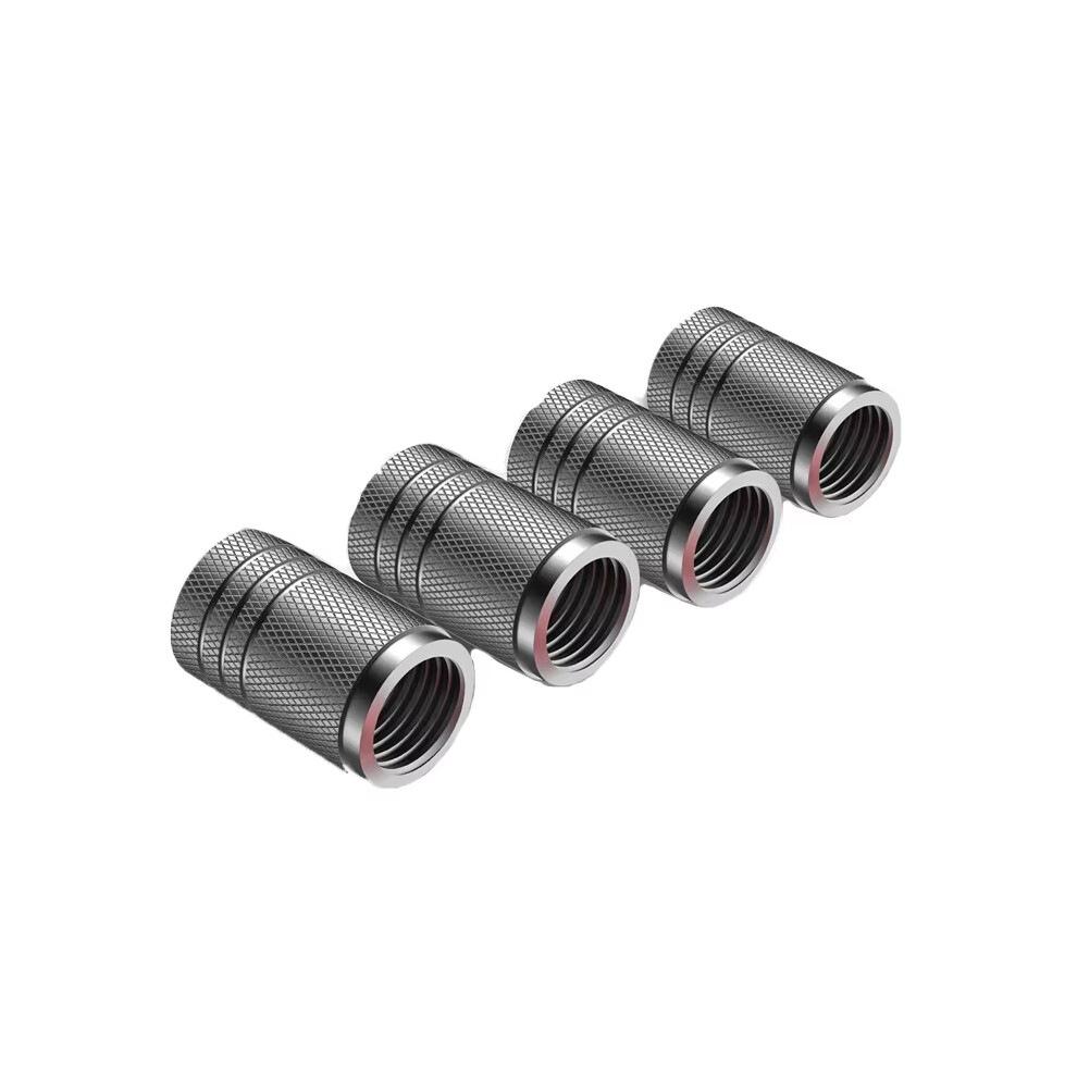 (4Pc Silvery) 4Pcs Car Tire Valve Stems Cap Knurling Style Tire Valve Cap Aluminum Tire Wheel Stem Air Valve Cap Car Universal Accessories 6918058481877