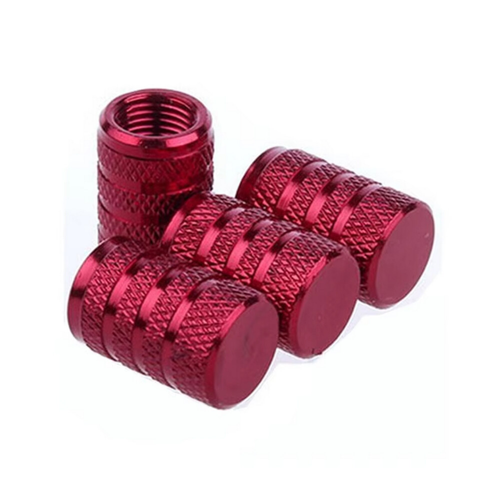 (Red) 4Pcs Car Tire Valve Stems Cap Knurling Style Tire Valve Cap Aluminum Tire Wheel Stem Air Valve Cap Car Universal Accessories Red 6902451346109