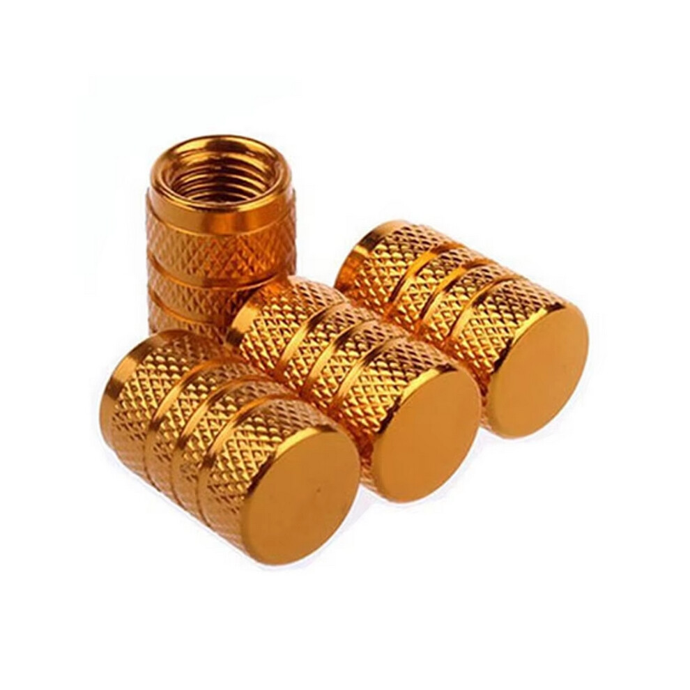 (Gold) 4Pcs Car Tire Valve Stems Cap Knurling Style Tire Valve Cap Aluminum Tire Wheel Stem Air Valve Cap Car Universal Accessories Gold 6926955769400