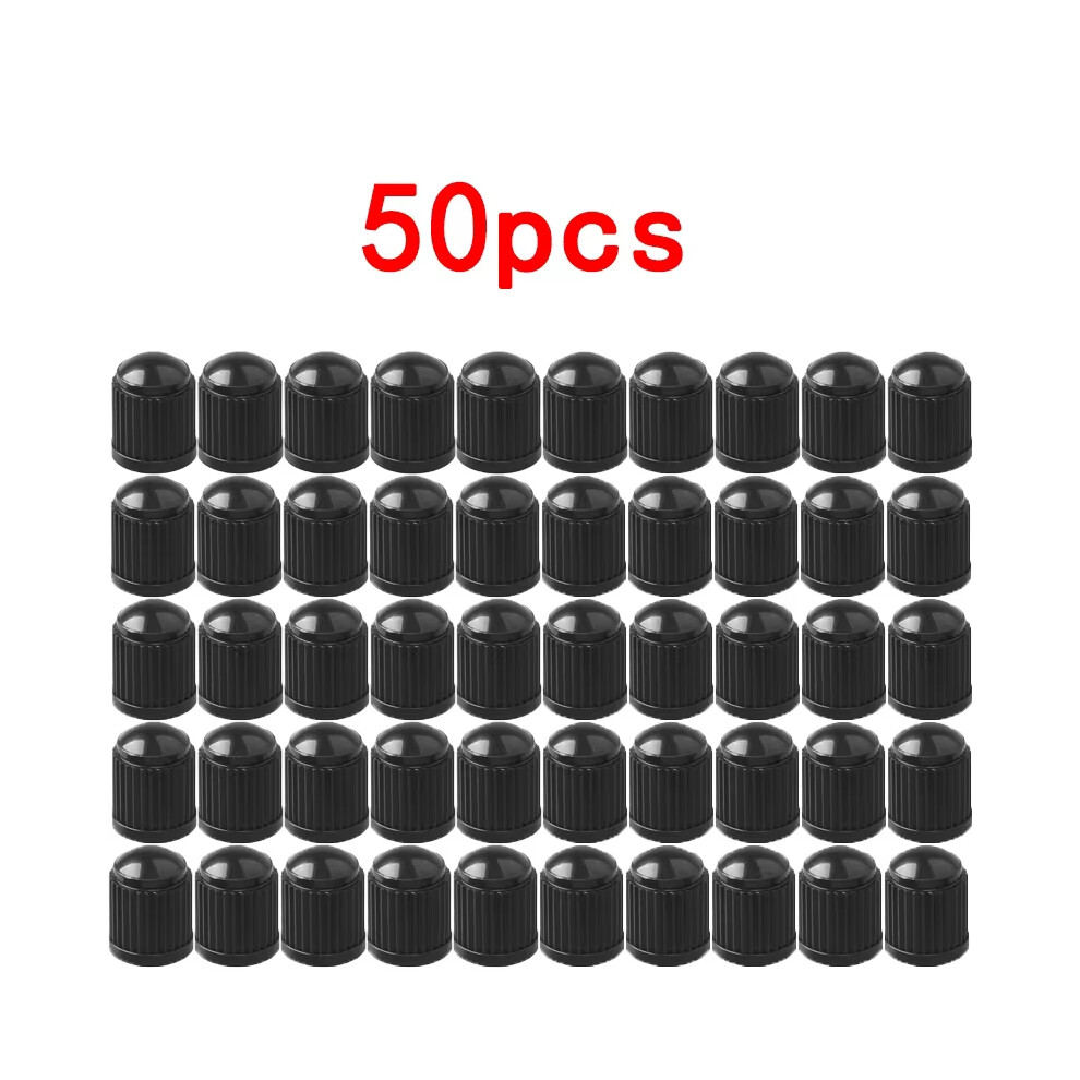 (50Pcs ) Tire Valve Dust Caps Stem Covers Plastic Car Wheel Tire Valve Tyre Stem Air Caps Auto Bike Bicycle Truck Motorcycle Accessories Black 6916420232942
