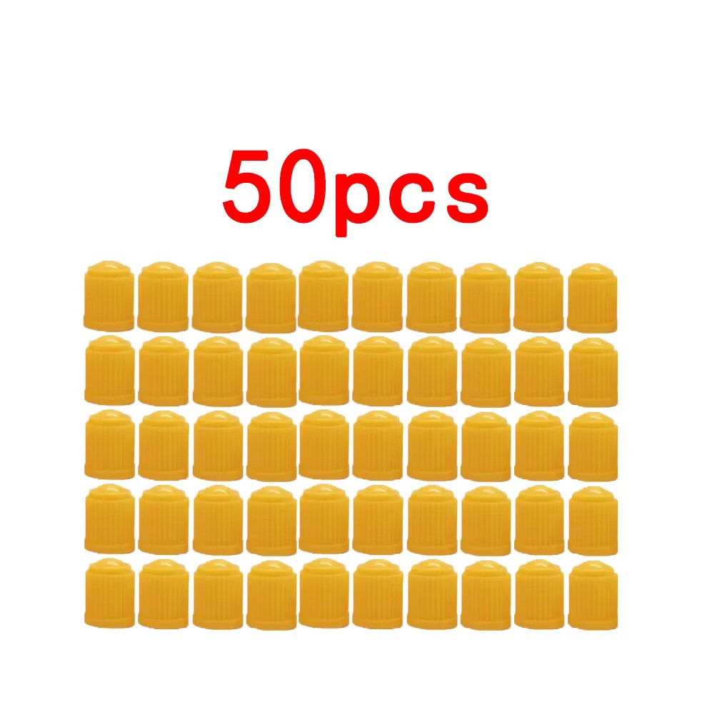 (50Pcs ) Tire Valve Dust Caps Stem Covers Plastic Car Wheel Tire Valve Tyre Stem Air Caps Auto Bike Bicycle Truck Motorcycle Accessories Yellow 6920798997877