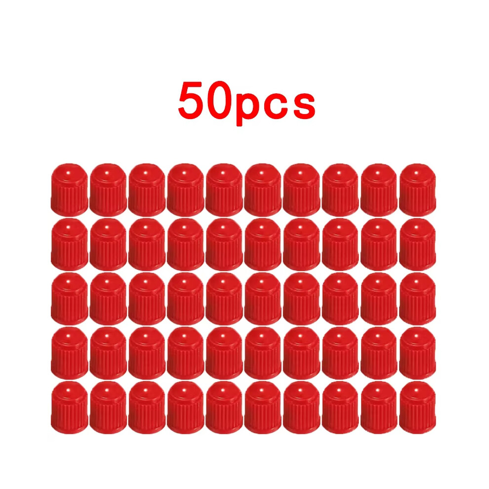 (50Pcs ) Tire Valve Dust Caps Stem Covers Plastic Car Wheel Tire Valve Tyre Stem Air Caps Auto Bike Bicycle Truck Motorcycle Accessories Red 6906346917542