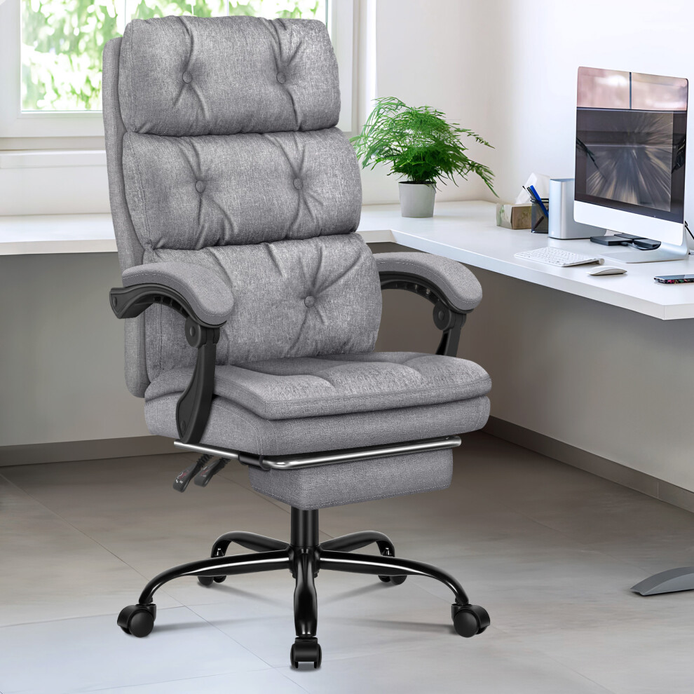 (Fabric Grey) ELFORDSON Office Chair Executive Computer Work Seat Gaming