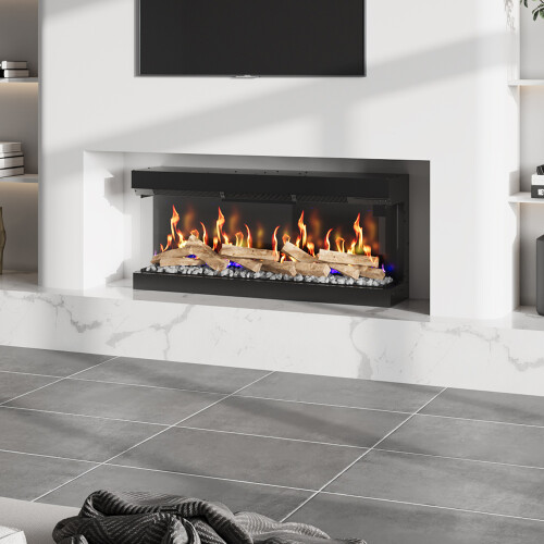 Living And Home 50 Inch 3-Sided Smart Electric Fireplace 12 Flame Colours 1